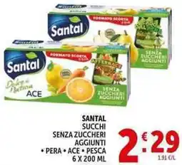 Deco Supermercati Santal succhi senza zuccheri aggiunti offerta
