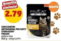 PENNY Croccantini antihairbal per gatti sterilizzati PROCAT offerta