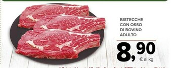 Bistecche con osso di bovino adulto