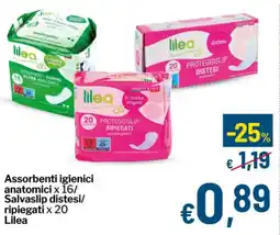 Qui Discount Assorbenti igienici anatomici x 16/ Salvaslip distesi/ ripiegati x 20 Lilea offerta