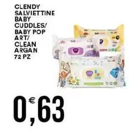 Vantaggio Cash&Carry Clendy salviettine baby cuddles/ baby pop art/ clean argan offerta