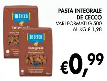 èccoMI Pasta integrale DE CECCO offerta