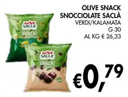 èccoMI Olive snack snocciolate saclà verdi/kalamata offerta