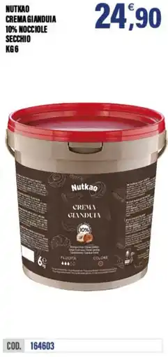 Adhoc Nutkao crema gianduia 10% nocciole secchio offerta