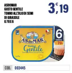 Adhoc Asdomar gusto gentile tonno all'olio di semi di girasole offerta