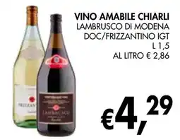 èccoMI Vino amabile chiarli lambrusco di modena doc/frizzantino igt offerta