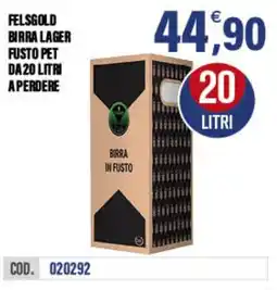 Adhoc Felsgold birra lager fusto pet offerta