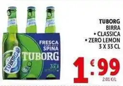 Deco Supermercati Tuborg birra classica zero lemon offerta