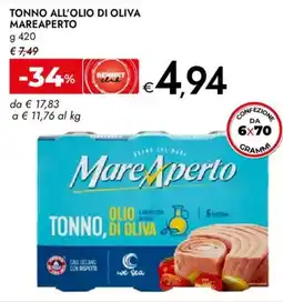 Bennet Tonno all'olio di oliva MAREAPERTO offerta