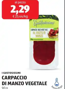 ALDI I gustosissimi carpaccio di manzo vegetale offerta