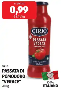ALDI Cirio passata di pomodoro "verace" offerta