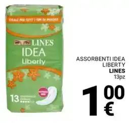 Supermercati Gulliver Assorbenti idea liberty LINES offerta