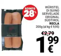 Supermercati Gulliver Würstel di suino servelade original südtirol RECLA offerta