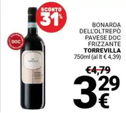 Supermercati Gulliver Bonarda dell'oltrepò pavese doc frizzante TORREVILLA offerta