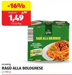 ALDI Le gusto ragù alla bolognese offerta