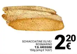 Supermercati Gulliver Schiacciatine olive/ rosmarino T.D. GRISSINI offerta