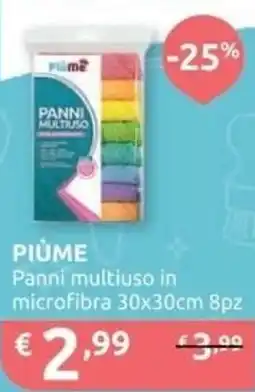 Ipersoap PIÙME Panni multiuso in microfibra 30x30cm 8pz offerta
