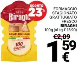 Supermercati Gulliver Formaggio stagionato grattugiato fresco BIRAGHI offerta