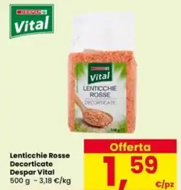 Interspar Lenticchie Rosse Decorticate Despar Vital offerta