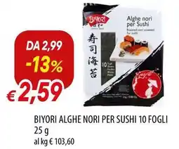 Galassia Biyori alghe nori per sushi 10 fogli offerta