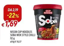 Galassia Nissin cup noodles soba wok style chilli offerta