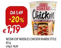 Galassia Nissin cup noodles chicken ramen style offerta