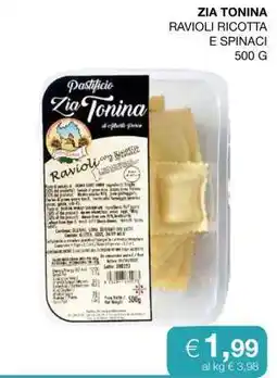 Coop ZIA TONINA RAVIOLI RICOTTA E SPINACI 500 G offerta