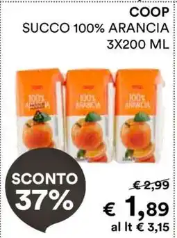 Coop COOP SUCCO 100% ARANCIA 3X200 ML offerta