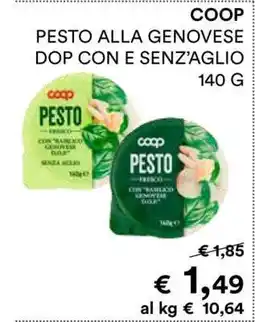 Coop COOP PESTO ALLA GENOVESE DOP CON E SENZ’AGLIO 140 G offerta