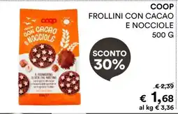 Coop COOP FROLLINI CON CACAO E NOCCIOLE 500 G offerta