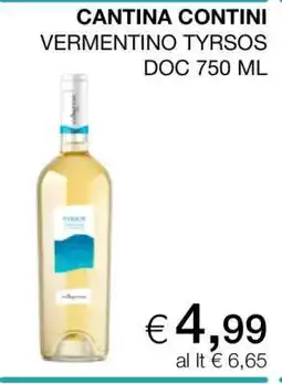 Coop CANTINA CONTINI VERMENTINO TYRSOS DOC 750 ML offerta