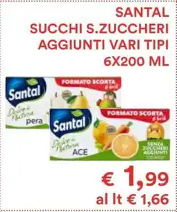 Coop SANTAL SUCCHI S.ZUCCHERI AGGIUNTI VARI TIPI 6X200 ML offerta