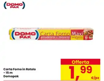 Carta Forno in Rotolo - 15 m Domopak