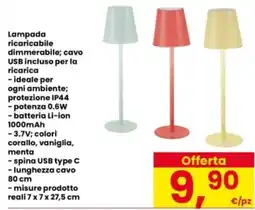 Interspar Lampada ricaricabile dimmerabile; cavo USB incluso per la ricarica offerta