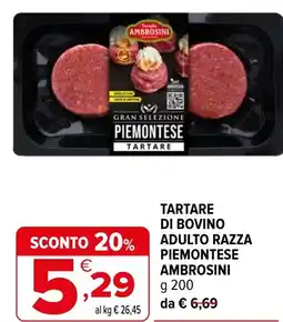Iperal Tartare di bovino adulto razza piemontese AMBROSINI offerta