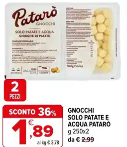 Iperal Gnocchi solo patate e acqua PATARÒ offerta