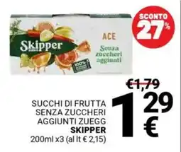 Supermercati Gulliver Succhi di frutta senza zuccheri aggiunti zuegg SKIPPER offerta