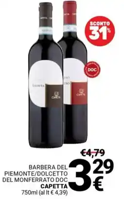 Supermercati Gulliver Barbera del piemonte/dolcetto del monferrato doc CAPETTA offerta