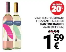 Supermercati Gulliver Vino bianco/rosato frizzante allegro CANTINE RASORE offerta