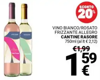 Supermercati Gulliver Vino bianco/rosato frizzante allegro CANTINE RASORE offerta