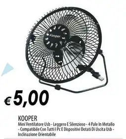 Galassia KOOPER Mini Ventilatore Usb offerta