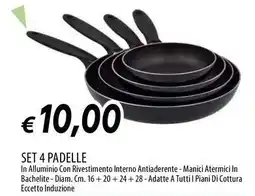 Galassia Set 4 padelle in alluminio con rivestimento interno antiaderente offerta