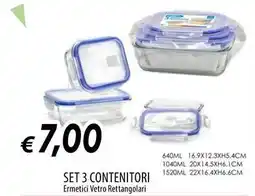 Galassia Set 3 contenitori ermetici vetro rettangolari offerta