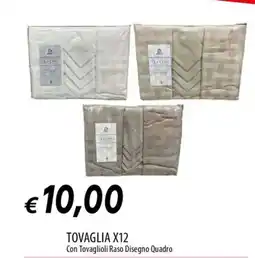 Galassia Tovaglia x12 con tovaglioli raso disegno quadro offerta