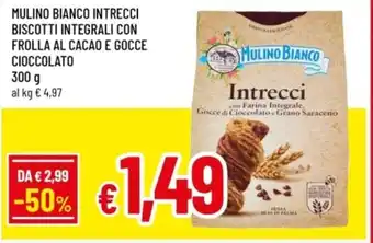 Mulino bianco intrecci biscotti integrali con frolla al cacao e gocce cioccolato