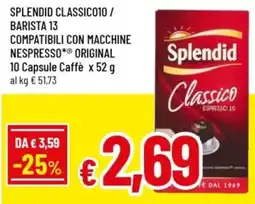Famila Splendid classico10/ barista 13 compatibili con macchine nespresso original offerta