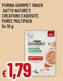Famila Purina gourmet snack gatto nature's creations exquisite puree multipack offerta