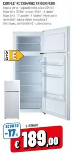Famila COMFEE RCT284WH2 FRIGORIFERO offerta
