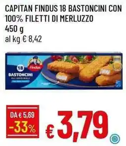 Galassia Capitan findus 18 bastoncini con 100% filetti di merluzzo offerta
