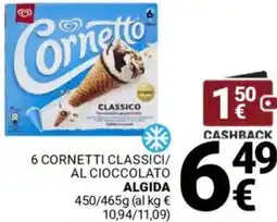 Supermercati Gulliver 6 corneti classici/ al cioccolato ALGIDA offerta
